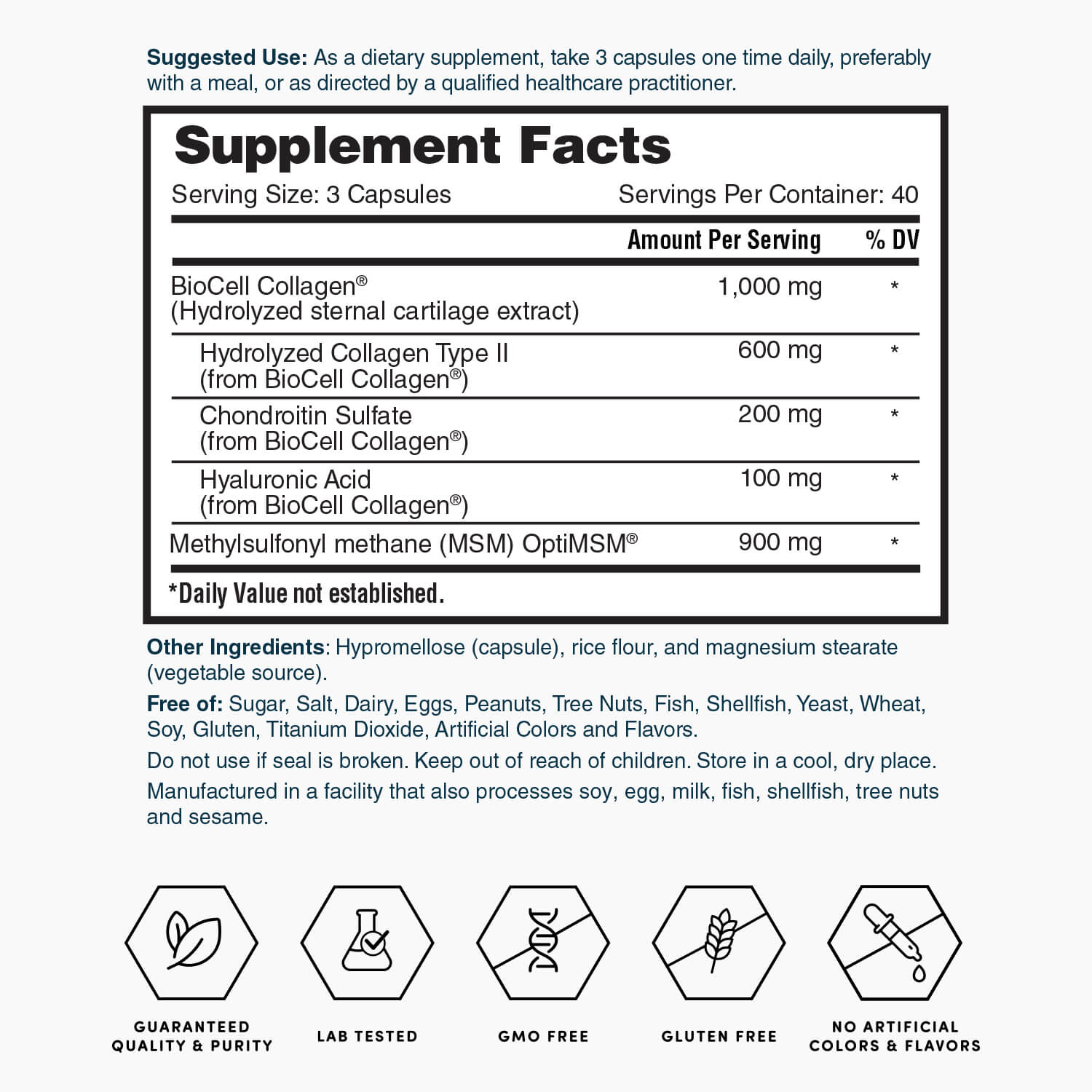 Nature's Lab Hyaluronic Acid with BioCell Collagen® & OptiMSM® - 120 Capsules